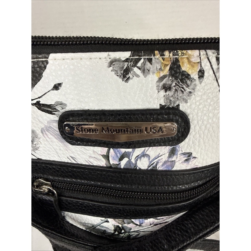Stone Mountain Floral Crossbody Shoulder Leather Bag Purse 2 Compartment Pockets - Picture 2 of 12